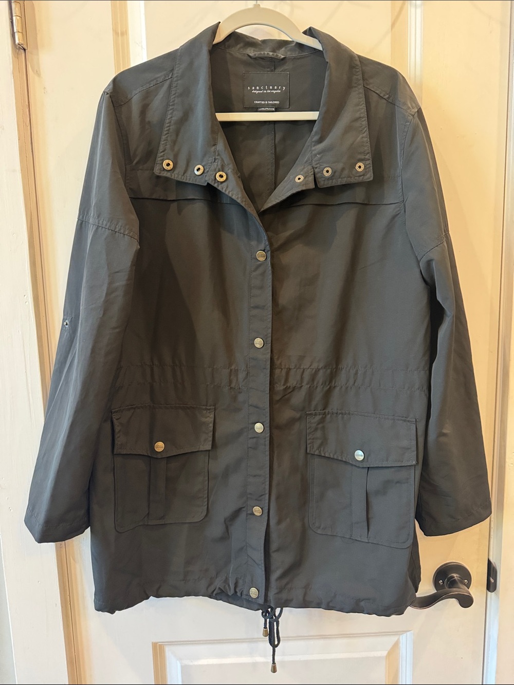 Anthropologie’s Sanctuary Women's Charcoal Utility Anorak Jacket Roll Up Sleeves